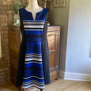 TORRID ACAS BLUE STRIPE SCUBA SKATER DRESS ROCKABILLY PLUS 1X NEW